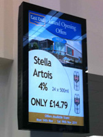 digital signage East End Foods Stella Advert