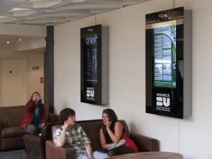 digital posters in student union controlled by digitalsignage.NET by Dynamax