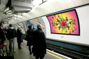 digital signage cross rail projection