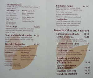 Garden centre menu