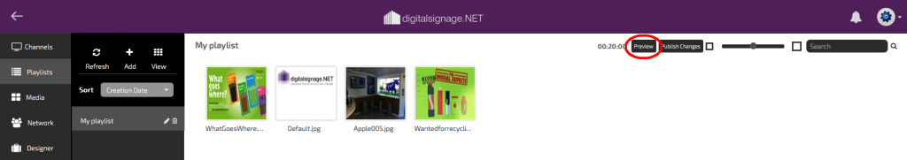 digital signage previewing