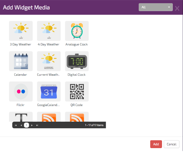 digitalsignage.NET Add media widgets