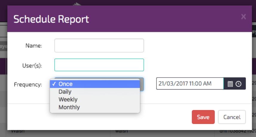 digitalsignage.net Schedule report window